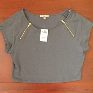 Charlotte Russe Zipper-Trim Crop Top